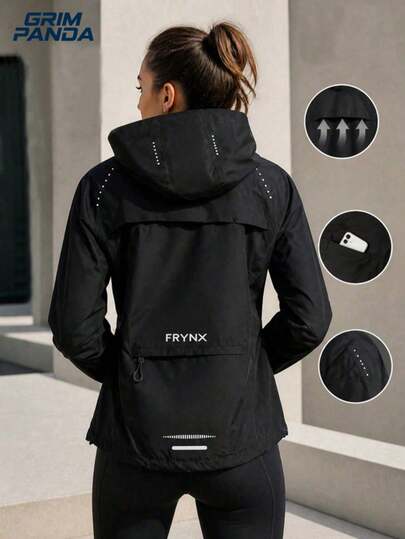 Damska jesienna kurtka softshell z kapturem GRIM PANDA, kieszenie na suwak, oddychająca, lekka i wygodna